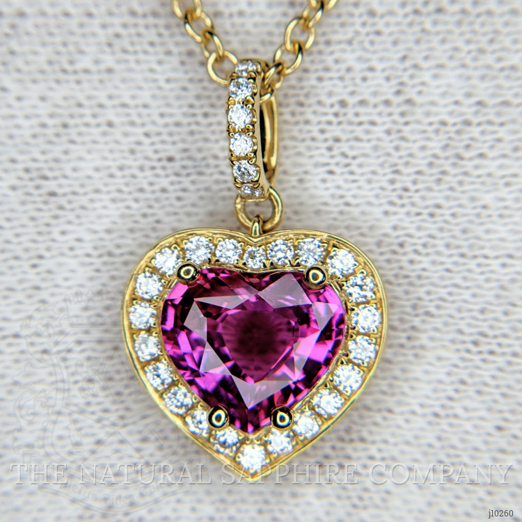 2.04 Ct. Pink Sapphire and Natural Diamond Pave Pendant, 18K Yellow Gold