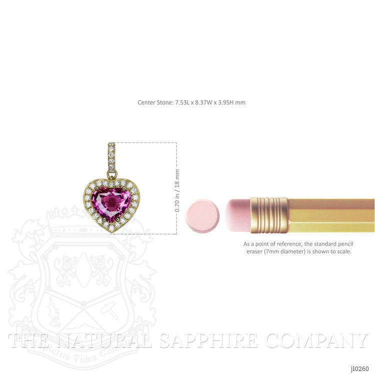 2.04 Ct. Pink Sapphire and Natural Diamond Pave Pendant, 18K Yellow Gold