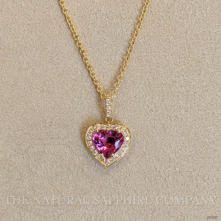 2.04 Ct. Pink Sapphire and Natural Diamond Pave Pendant, 18K Yellow Gold