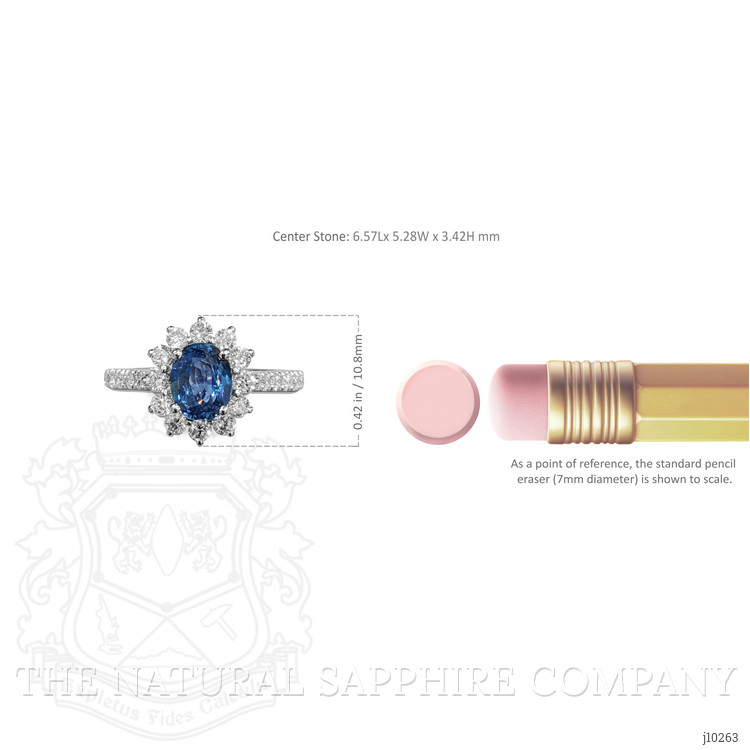 1.03 Ct. Blue Sapphire and Natural Diamond Pave Ring, 14K White Gold