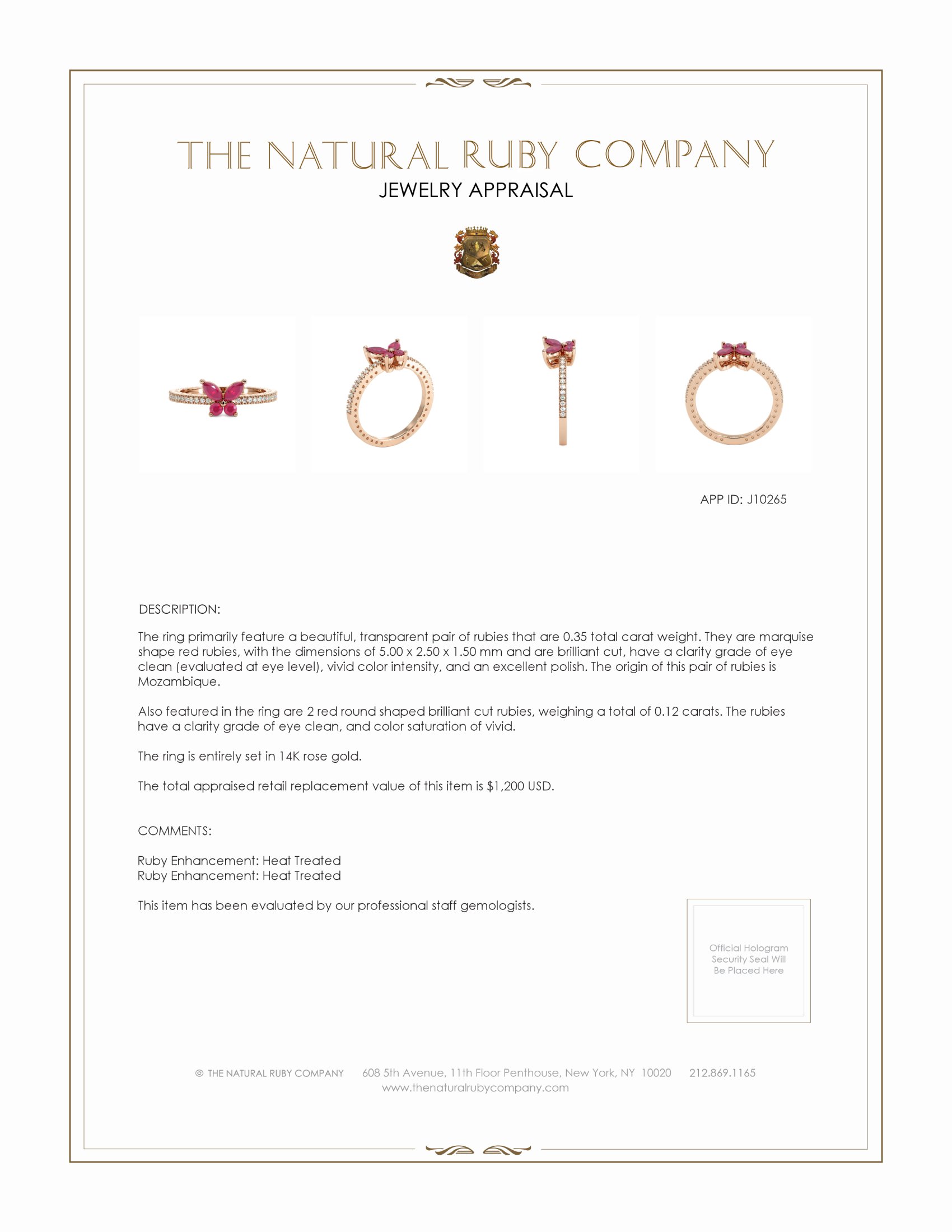 0.35 Ct. Pinkish Red Ruby Multi Stone Ring, 14K Rose Gold