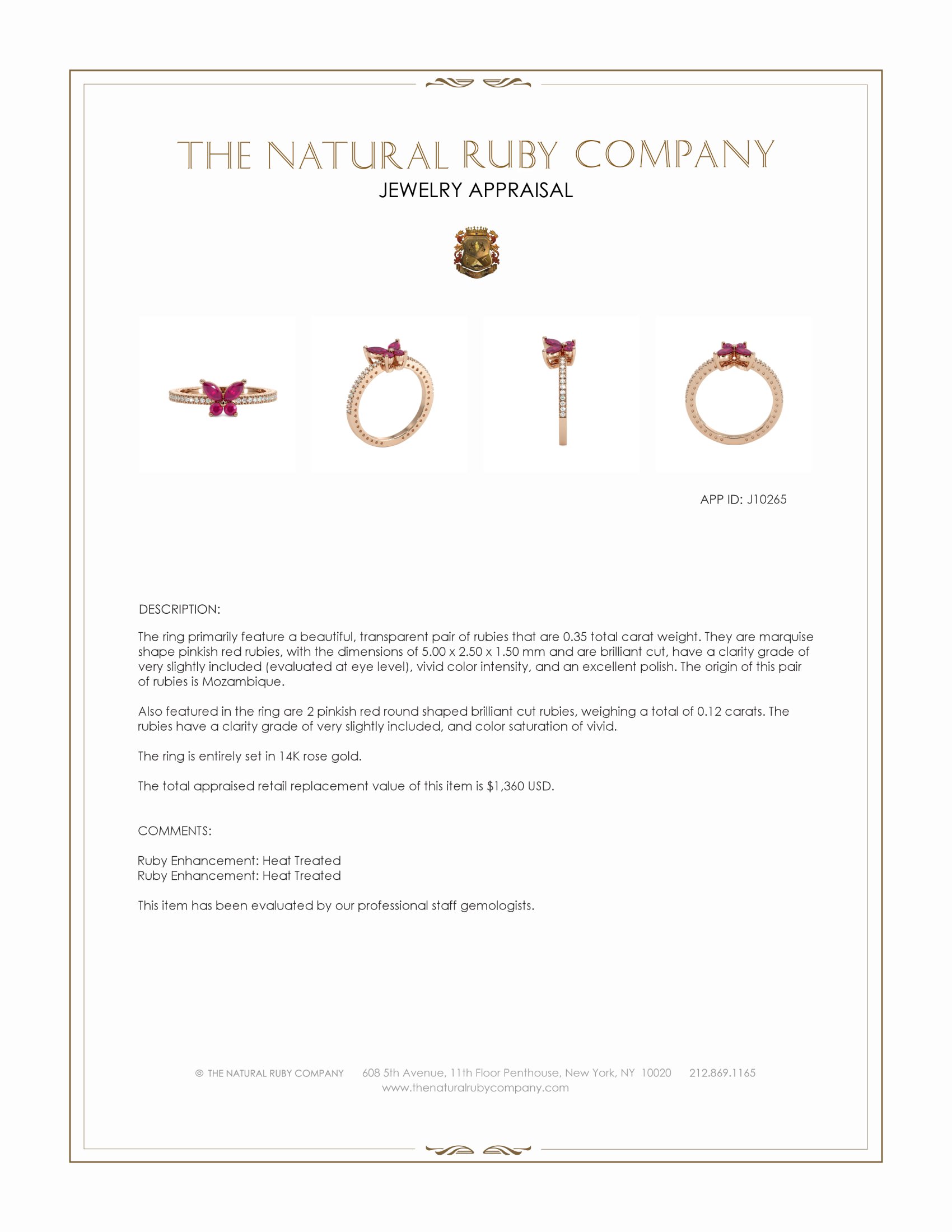 0.35 Ct. Pinkish Red Ruby Multi Stone Ring, 14K Rose Gold