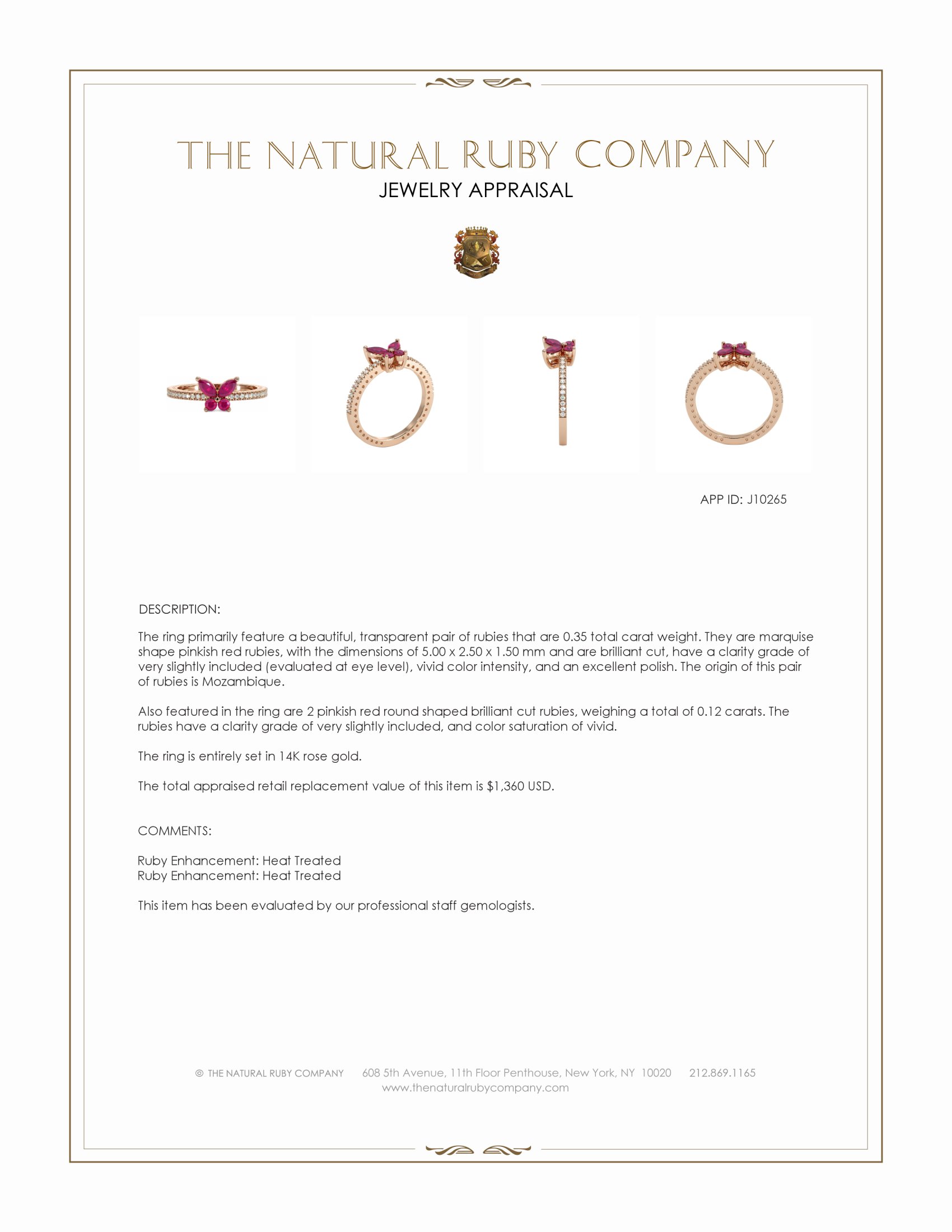 0.35 Ct. Pinkish Red Ruby Multi Stone Ring, 14K Rose Gold