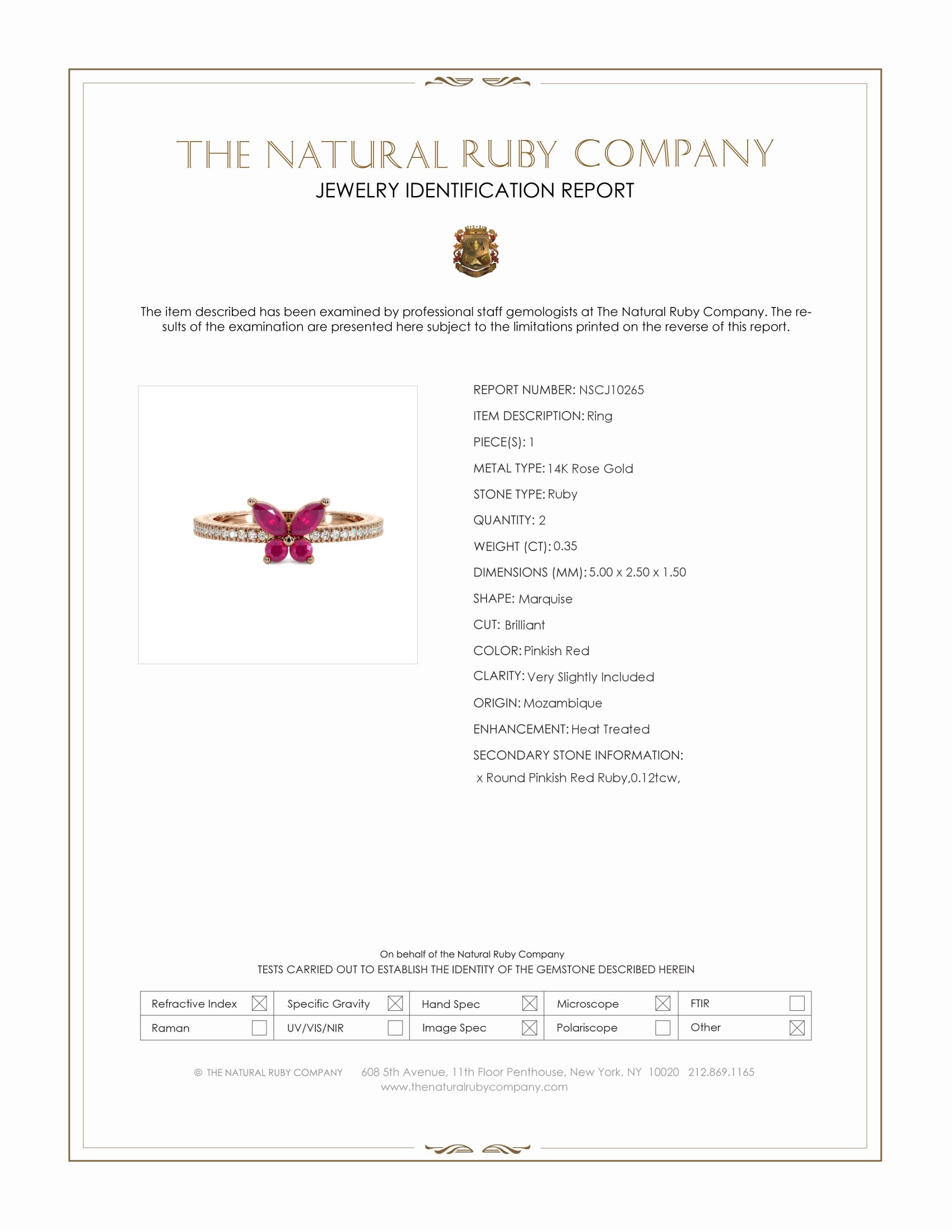 0.35 Ct. Pinkish Red Ruby Multi Stone Ring, 14K Rose Gold