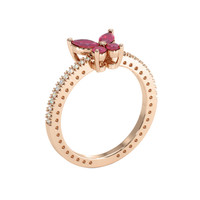 0.35 Ct. Ruby Ruby Multi Stone Ring, 14K Rose Gold Image