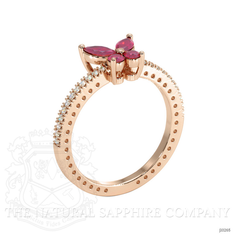 0.35 Ct. Ruby Ruby Multi Stone Ring, 14K Rose Gold