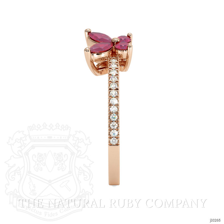 0.35 Ct. Ruby Ruby Multi Stone Ring, 14K Rose Gold