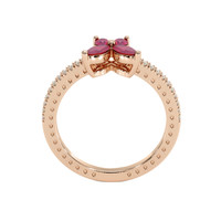 0.35 Ct. Ruby Ruby Multi Stone Ring, 14K Rose Gold Image