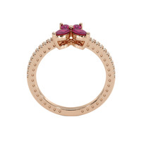 0.35 Ct. Pinkish Red Ruby Multi Stone Ring, 14K Rose Gold Image