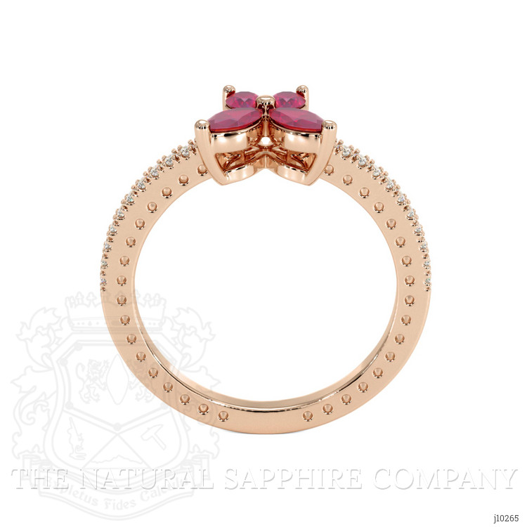 0.35 Ct. Ruby Ruby Multi Stone Ring, 14K Rose Gold