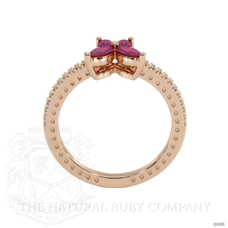 0.35 Ct. Pinkish Red Ruby Multi Stone Ring, 14K Rose Gold