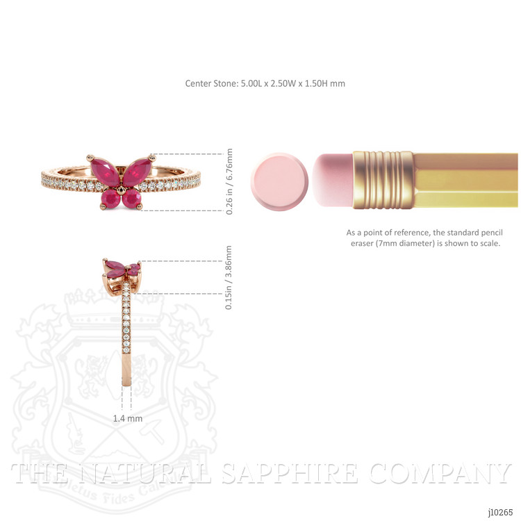 0.35 Ct. Ruby Ruby Multi Stone Ring, 14K Rose Gold