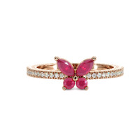 0.35 Ct. Ruby Ruby Multi Stone Ring, 14K Rose Gold Video