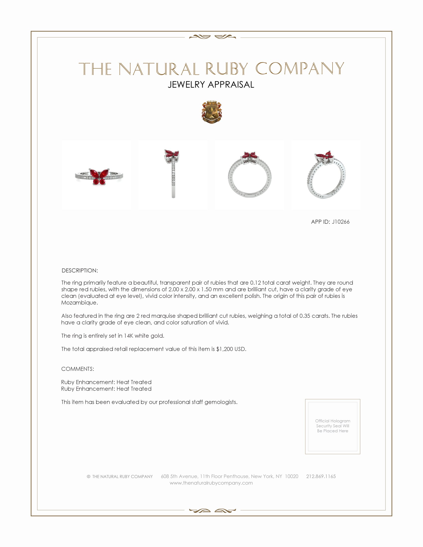 0.12 Ct. Pinkish Red Ruby Multi Stone Ring, 14K White Gold