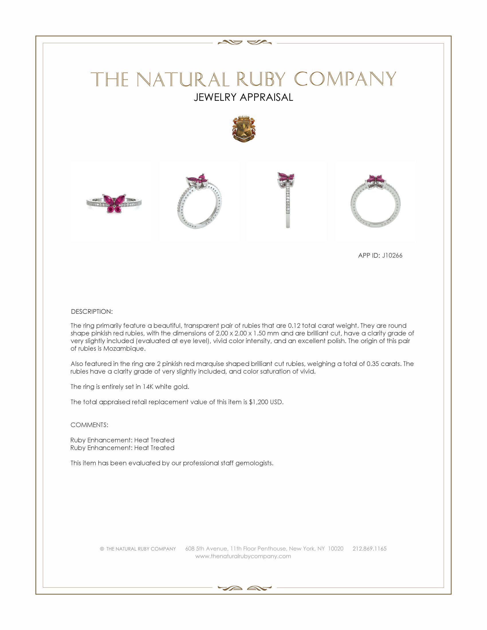 0.12 Ct. Pinkish Red Ruby Multi Stone Ring, 14K White Gold