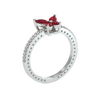 0.12 Ct. Ruby Ruby Multi Stone Ring, 14K White Gold Image
