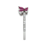 0.12 Ct. Pinkish Red Ruby Multi Stone Ring, 14K White Gold Image