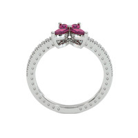 0.12 Ct. Pinkish Red Ruby Multi Stone Ring, 14K White Gold Image