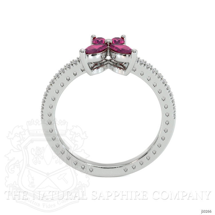 0.12 Ct. Pinkish Red Ruby Multi Stone Ring, 14K White Gold
