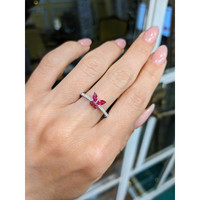 0.12 Ct. Ruby Ruby Multi Stone Ring, 14K White Gold Life Style