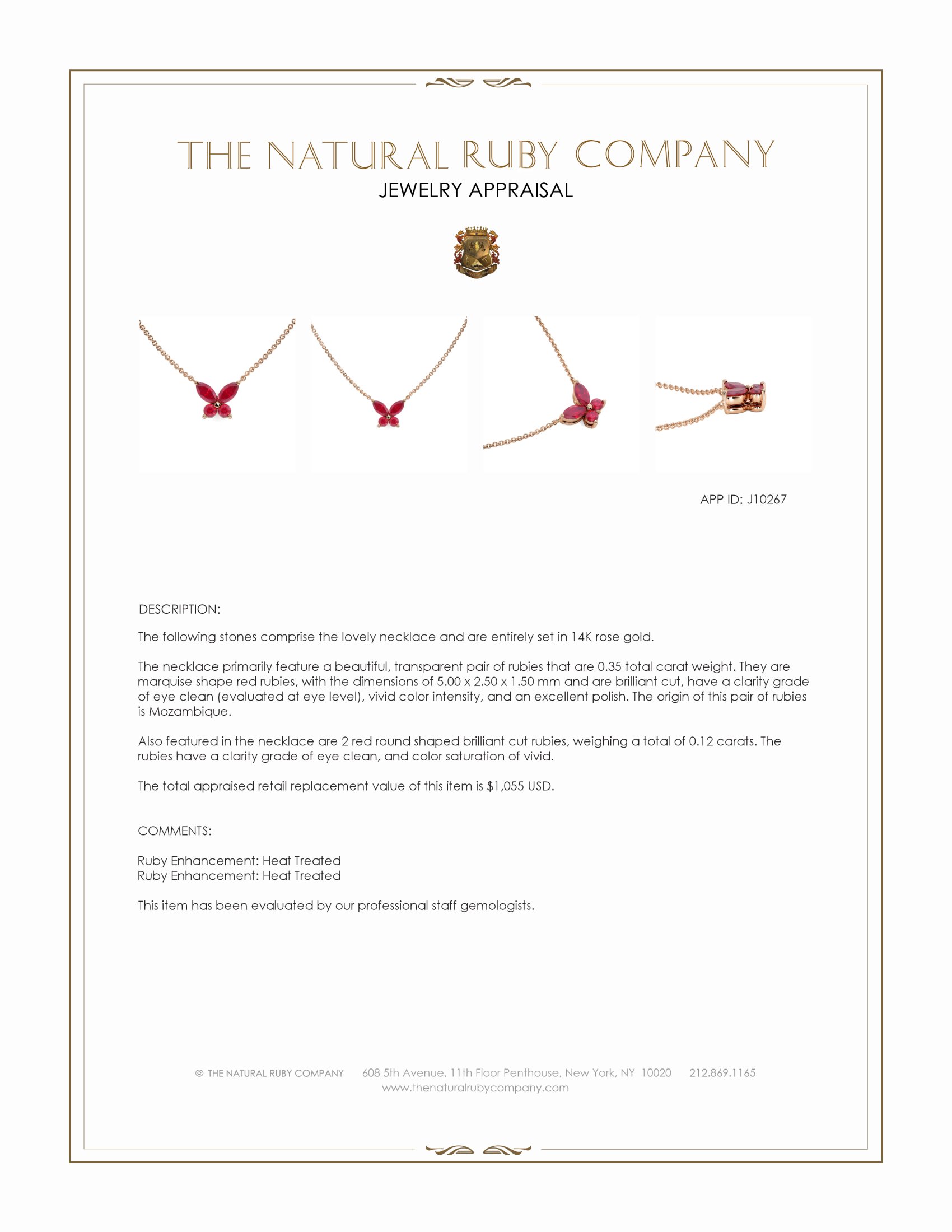 0.35 Ct. Ruby Multi Stone Necklace, 14K Rose Gold