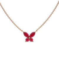 0.35 Ct. Ruby Ruby Multi Stone Necklace, 14K Rose Gold Image
