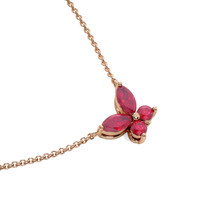 0.35 Ct. Ruby Ruby Multi Stone Necklace, 14K Rose Gold Image