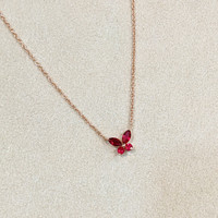 0.35 Ct. Ruby Ruby Multi Stone Necklace, 14K Rose Gold Life Style