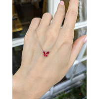 0.35 Ct. Ruby Multi Stone Necklace, 14K Rose Gold Life Style