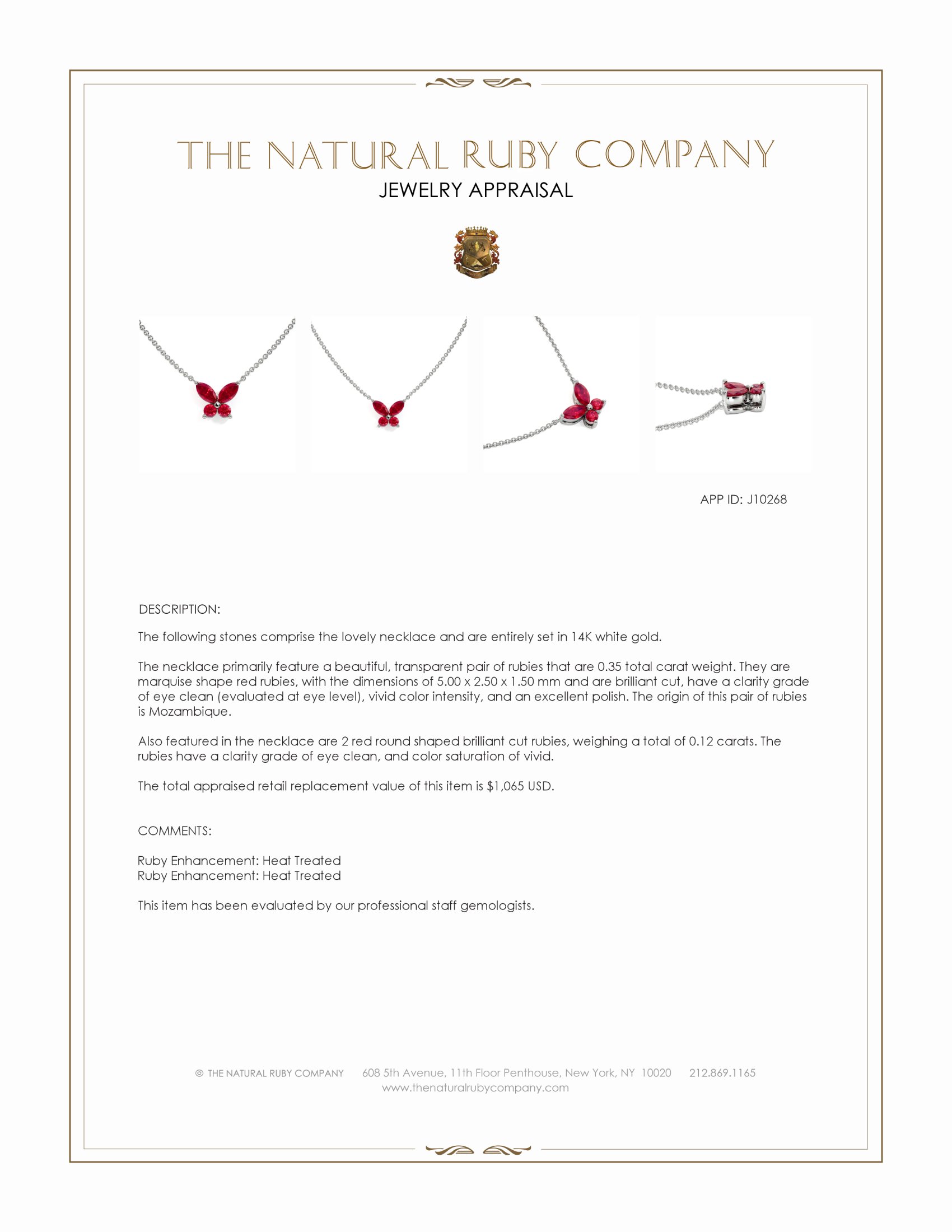 0.35 Ct. Ruby Ruby Multi Stone Necklace, 14K White Gold