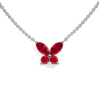 0.35 Ct. Ruby Ruby Multi Stone Necklace, 14K White Gold Video