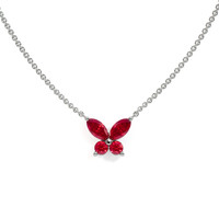 0.35 Ct. Ruby Ruby Multi Stone Necklace, 14K White Gold Image
