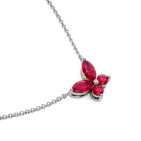 0.35 Ct. Ruby Ruby Multi Stone Necklace, 14K White Gold Image