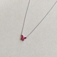 0.35 Ct. Ruby Ruby Multi Stone Necklace, 14K White Gold Life Style