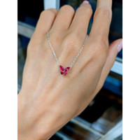 0.35 Ct. Ruby Ruby Multi Stone Necklace, 14K White Gold Life Style