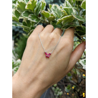 0.35 Ct. Ruby Ruby Multi Stone Necklace, 14K White Gold Life Style