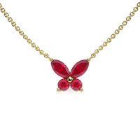 0.35 Ct. Ruby Ruby Multi Stone Necklace, 18K Yellow Gold Video