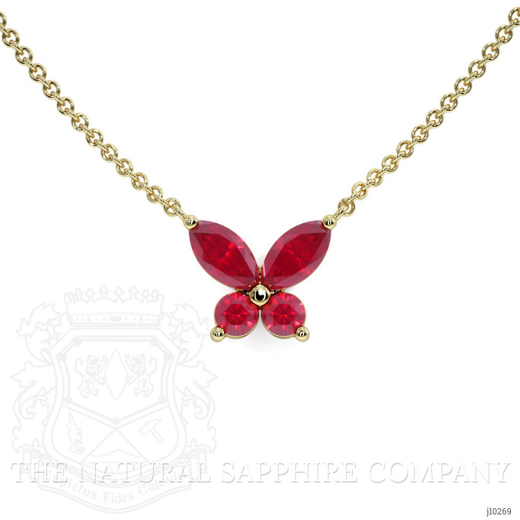 0.35 Ct. Ruby Ruby Multi Stone Necklace, 18K Yellow Gold