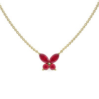 0.35 Ct. Ruby Ruby Multi Stone Necklace, 18K Yellow Gold Image