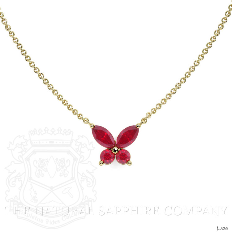 0.35 Ct. Ruby Ruby Multi Stone Necklace, 18K Yellow Gold