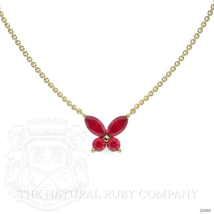 0.35 Ct. Ruby Ruby Multi Stone Necklace, 18K Yellow Gold