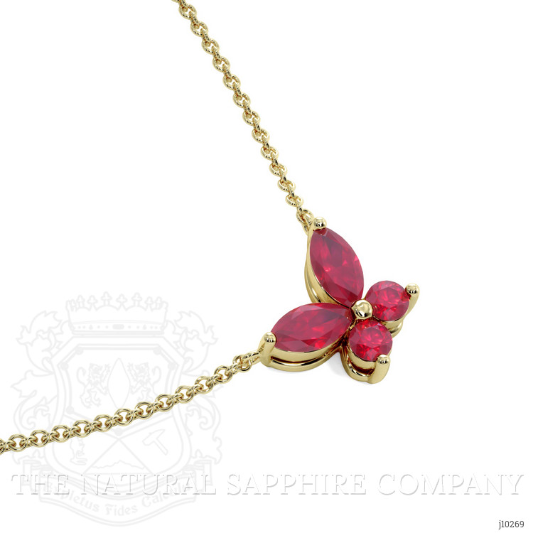 0.35 Ct. Ruby Ruby Multi Stone Necklace, 18K Yellow Gold