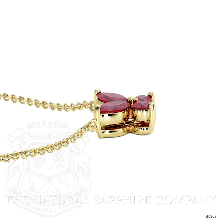 0.35 Ct. Ruby Ruby Multi Stone Necklace, 18K Yellow Gold