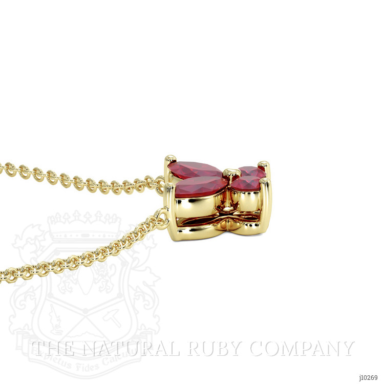 0.35 Ct. Ruby Ruby Multi Stone Necklace, 18K Yellow Gold