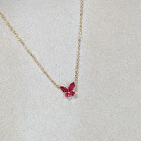 0.35 Ct. Ruby Ruby Multi Stone Necklace, 18K Yellow Gold Life Style