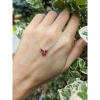0.35 Ct. Ruby Ruby Multi Stone Necklace, 18K Yellow Gold Life Style