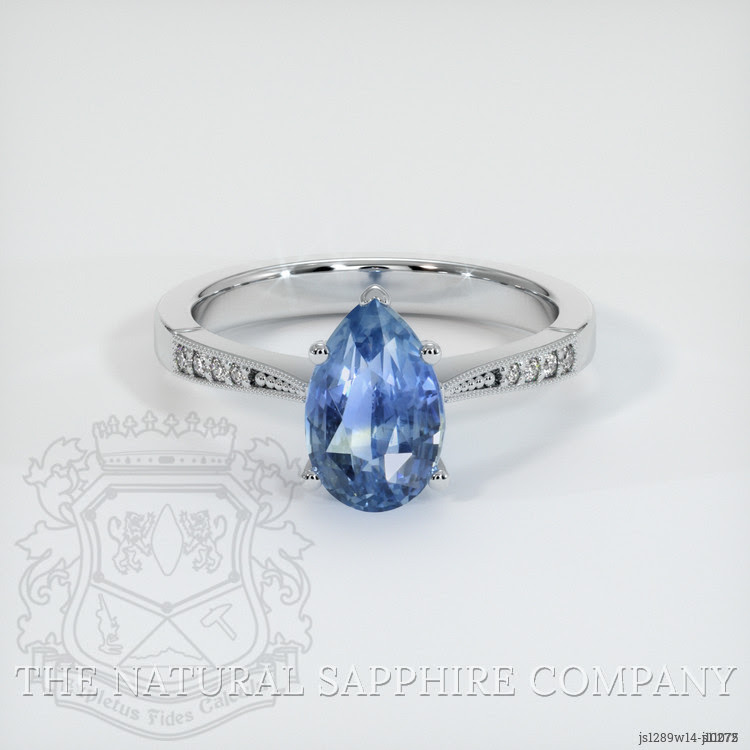 2.91 Ct. Blue Sapphire Antique Style Ring, 14K White Gold