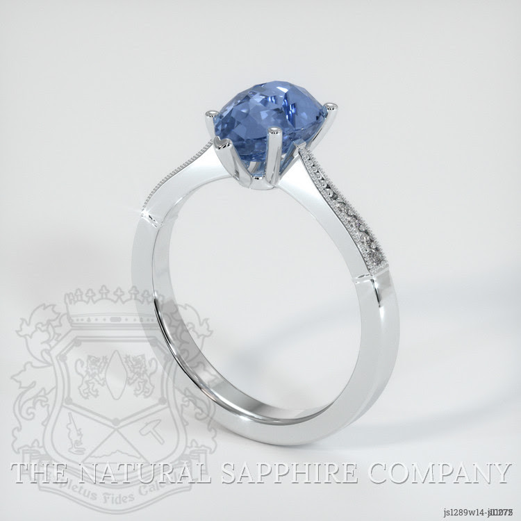 2.91 Ct. Blue Sapphire Antique Style Ring, 14K White Gold