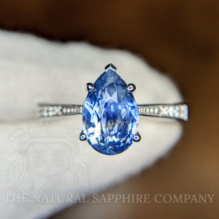 2.91 Ct. Blue Sapphire Antique Style Ring, 14K White Gold