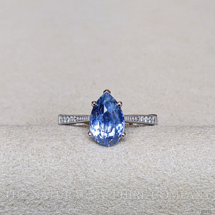 2.91 Ct. Blue Sapphire Antique Style Ring, 14K White Gold